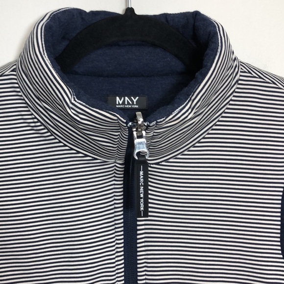 Marc New York Reversible Quilted Vest Navy Striped Small - Picture 3 of 6